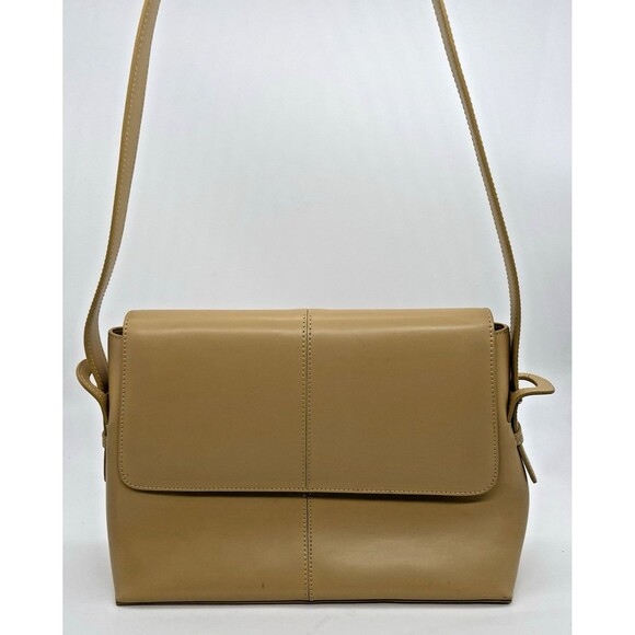M. London Genuine Italian Leather Hand Shoulder Bag Women’s Medium Tan Beige Lux - Picture 1 of 14